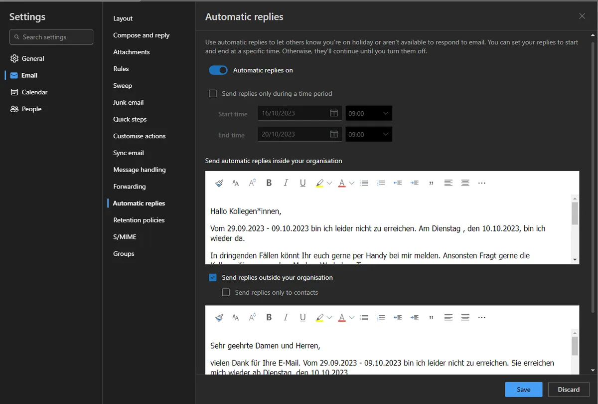 Figure from “The Out-of-Office Assistant in Outlook Online”